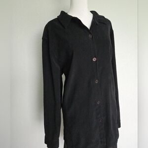 Black Suede Button-Up Shirt; Y2K Grunge Vibes